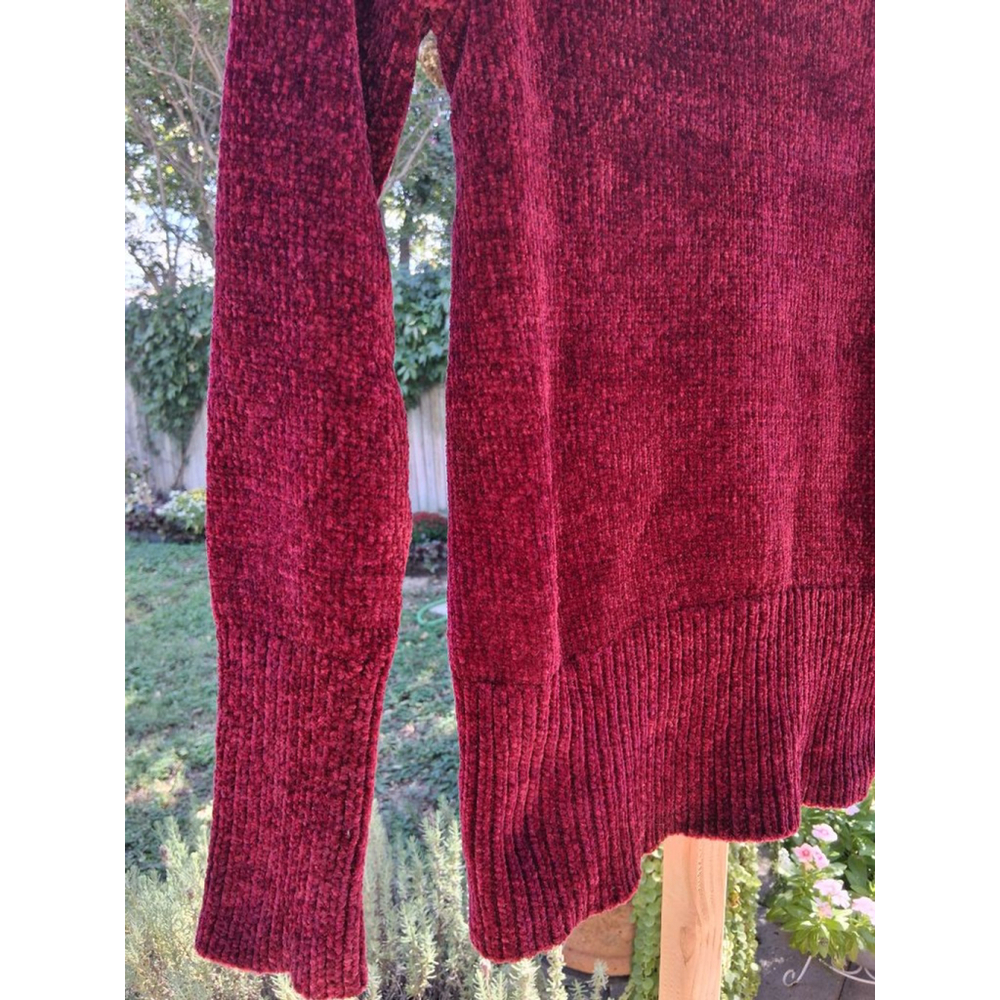 White House Black Market Burgandy Cowl Neck Chenille Sweater Size S New - Picture 5 of 12